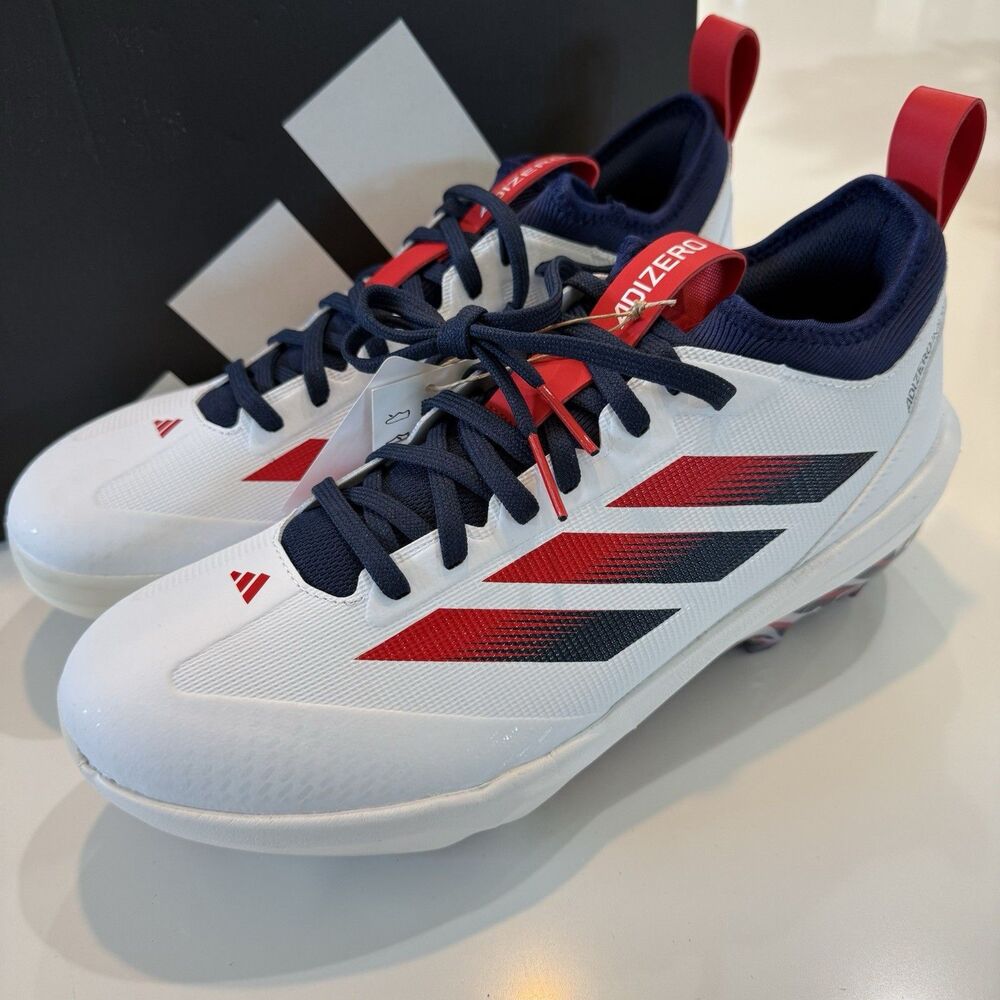 adidas Adizero Impact TPU 2.0 Men's Sz 9.5 USA Baseball Cleats KK1074 White Red